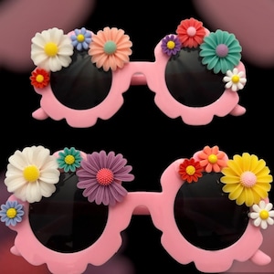 Flower Shaped Sunglasses/Sunnies for kids/toddlers, with flower charms.