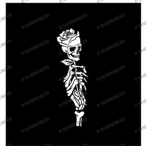 Gothic Touch: Mão de esqueleto com rosa SVG - Perfeito para artesanato assustador (Svg, Eps, Dxf, Jpg, Png, Pdf, Ai)