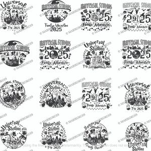 Paquete de Svg de Universal Studios 2025 - Svg de aventuras familiares - Diseño icónico - Manualidades inspiradas