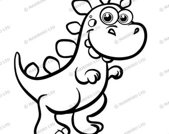 Archivo SVG de dinosaurio bebé - Archivos PNG de dinosaurio - Clipart de dinosaurio bebé - Página para colorear de dinosaurio - Dinosaurio bebé divertido PNG - Archivos de corte de dinosaurio