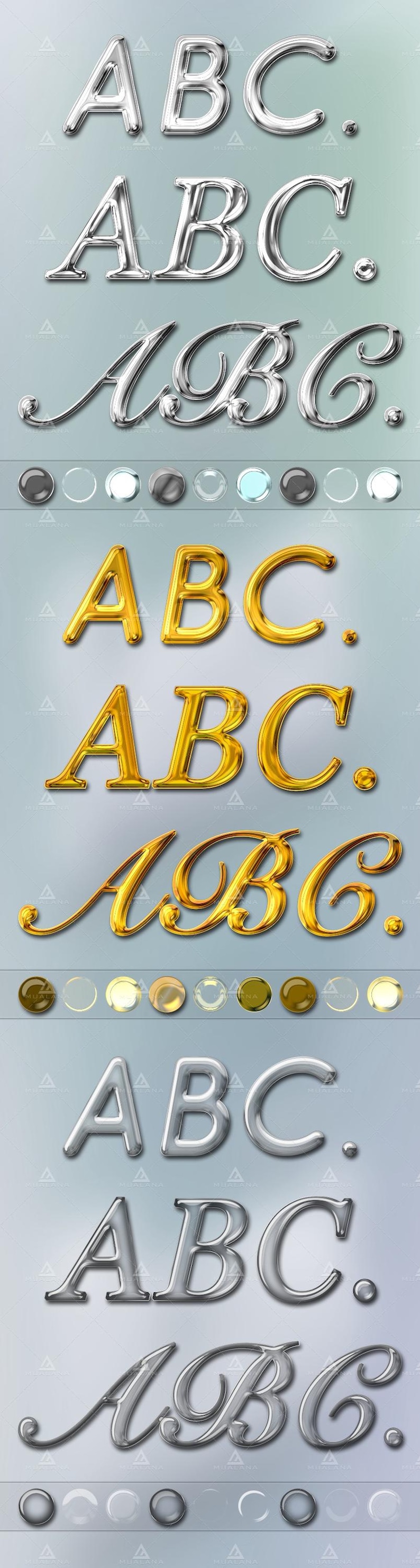 Awesome 3D Fonts Pack - Photoshop Styles ASL & PSD - Realistic 3D Fonts Bundle - Metal, Gold, Chrome, Glass Layer Effects - 3D Text Effects