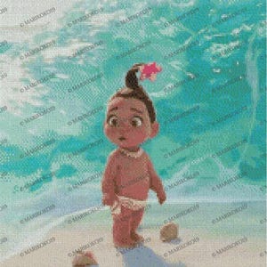 Moana Cross Stitch Patter, Printable Baby Moana Cross Stitch, Hand Embroidery, Wall Decor.