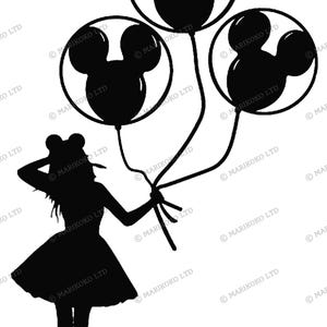Mickey Balloons Svg File, Balloons Clipart, Mouse Balloons Clipart, Girl With Balloons Vector Graphics.