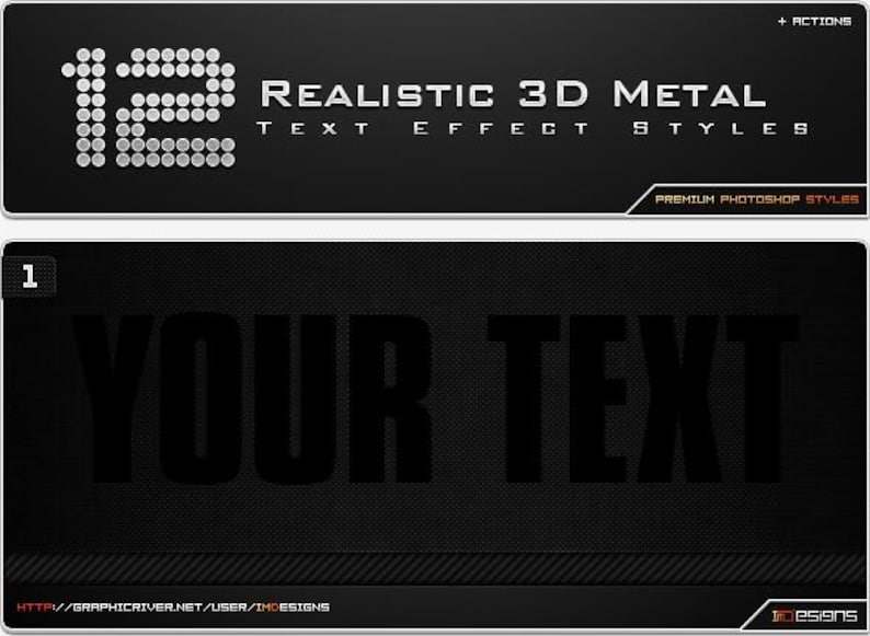 Awesome 3D Fonts Pack - Photoshop Styles ASL & PSD - Realistic 3D Fonts Bundle - Metal, Gold, Chrome, Glass Layer Effects - 3D Text Effects