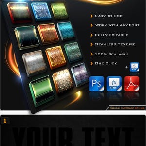 Awesome 3D Fonts Pack - Photoshop Styles ASL & PSD - Realistic 3D Fonts Bundle - Metal, Gold, Chrome, Glass Layer Effects - 3D Text Effects