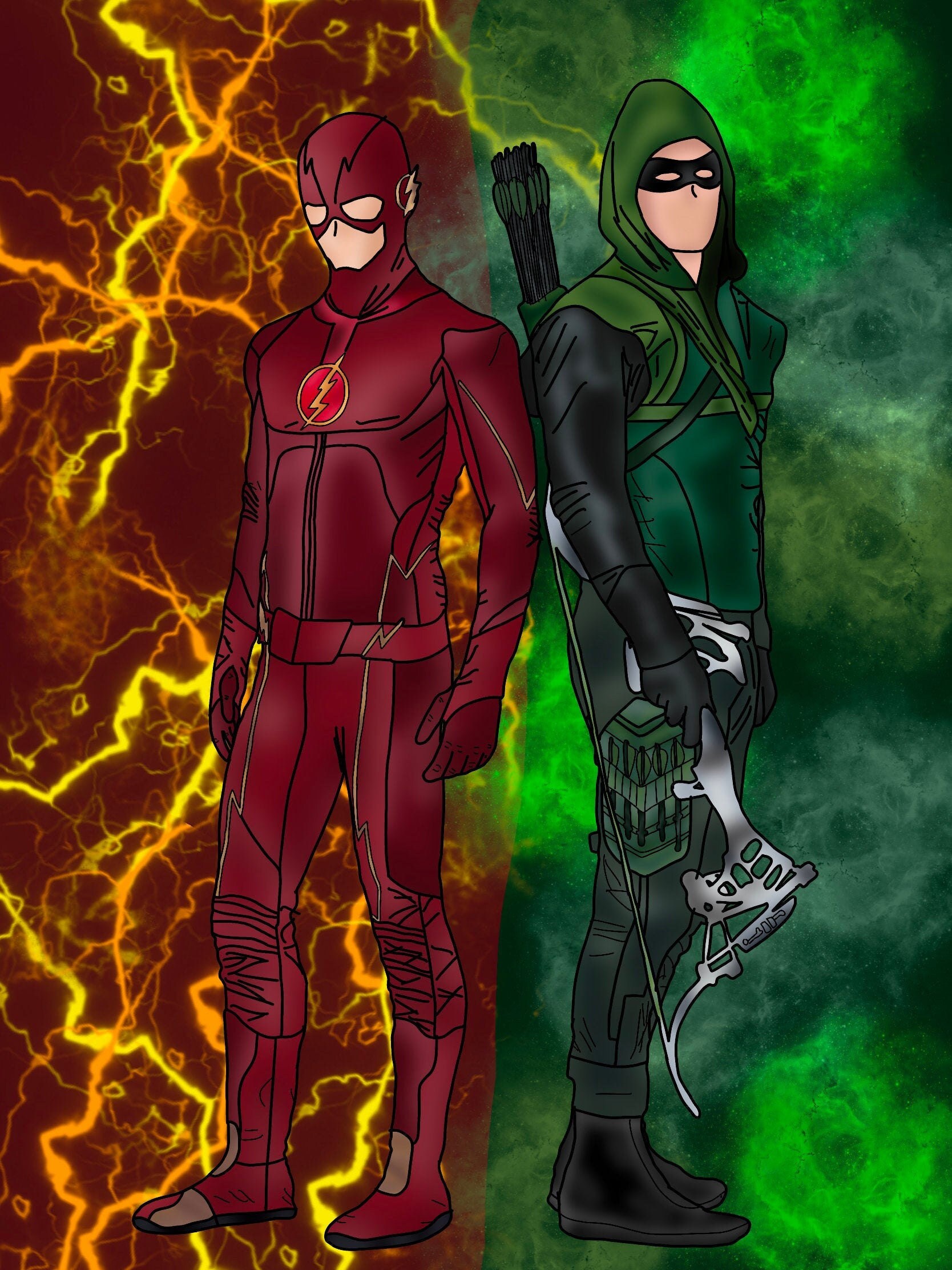 The Flash and Green Arrow Wallpaper Etsy