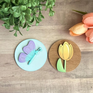3” Wood Spring Round Inserts, Interchangeable Sign Inserts, Spring Tiered Tray Decor Inserts, Spring Mini Sign Inserts