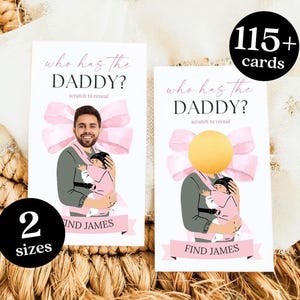 Who Has The Baby Daddy Baby Shower Game, Pink Bow Mommy or Daddy Game, Find The Dad Game, Celebrity Scratch Off Game Baby Daddy Scratch Off