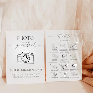 Instax Mini Evo Instructions Sign, Polaroid Guestbook Sign, Polaroid Guest Book Instructions, Photo Guest Book Sign, How to Load New Film