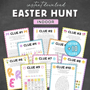Indoor Easter Scavenger Hunt for Kids, Easter Egg Scavenger Hunt, Treasure Hunt Easter Clues, Easter Hunt Clues, Kids Easter Scavenger Hunt