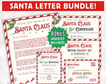 EDITABLE Letter from Santa Template, Nice List Certificate, Santa Letter Set, Santa Mail, Christmas Santa Letters, Santa Envelope, Santa Set