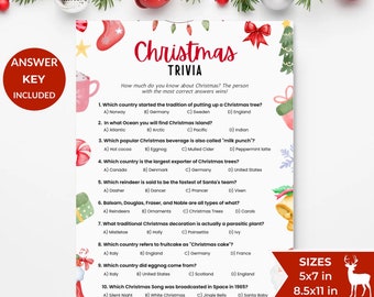 Christmas Trivia Games, Trivia Christmas Game, Family Friendly Christmas Games Christmas Party Group Game, Holiday Trivia Office Party Games