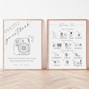 Polaroid Guestbook Sign, Instax Mini 11, Polaroid Guestbook Wedding, How to Load New Film, Camera Instructions Sign, Photo Guest Book Sign,