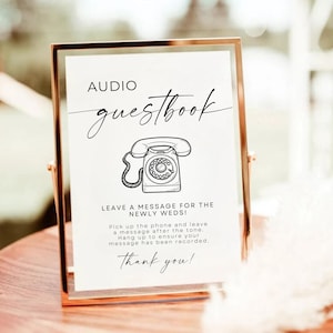 Audio Guestbook Sign, Wedding Audio Guest Book Sign, Unique Audio Guest Book Sign Template, Voicemail Guestbook, Telephone Guest Book Sign