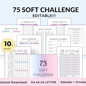 75 Soft Challenge Tracker, Daily 75 Soft Challenge journal, 75 Soft Challenge, 75 Day Challenge Printable, Fitness Journal, Habit Tracker