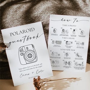 Polaroid Guest Book Sign, Instax Mini 12 Instructions Sign, Photo Guest Book Sign, How to Load New Film, How To Take A Photo Sign, Mini 12