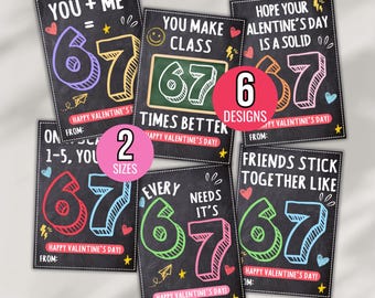 67 Valentine's Day Cards for Kids | Funny Classroom Valentines | Six Seven Trend Valentine Boys Girls Gen Z Alpha Valentine Cards Boys Girls