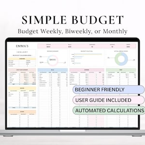Hojas de cálculo de presupuesto de cheque de pago Hojas de planificación de presupuesto quincenal Hojas de cálculo de presupuesto mensual Planificador financiero de presupuesto de cheque de pago Rastreador de presupuesto