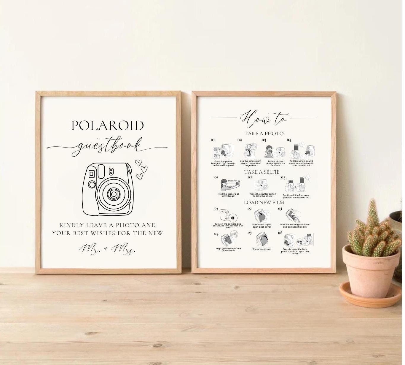 Instax Mini 8 Instructions Sign, Polaroid Guest Book Sign, Photo Guest Book Sign, How to Load New Film, How To Take A Photo Sign, Mini 8