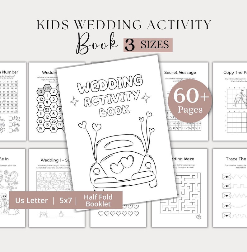 Kids Wedding Activity Pack Wedding Coloring Book Wedding Activity Book Children's Wedding Activity Book Kids Reception Table Activities image 1