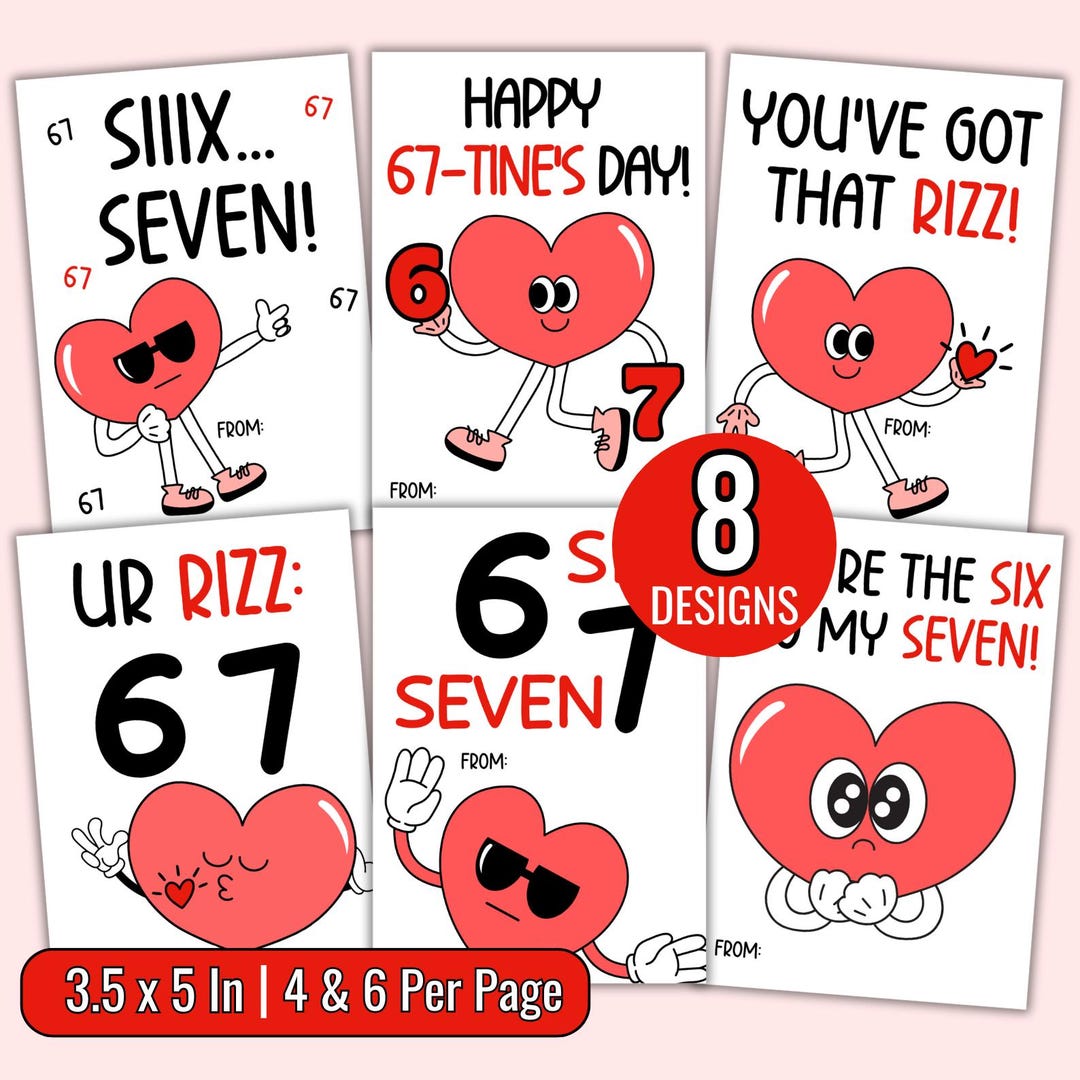 67 Slang Valentine Cards for Kids, 6 7 Printable Classroom Valentines ...