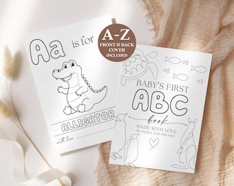 ABC Coloring Book Baby Shower Game, ABC Baby Shower Coloring Book, Baby's First ABC Book, Baby's First Alphabet Book Baby Shower Activity #3