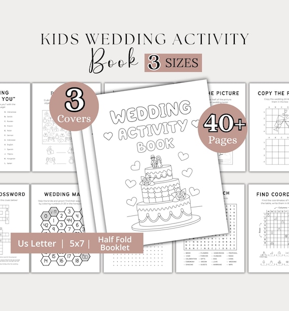 Kids Activity Pack Wedding, Wedding Coloring Book, Wedding Activity Books, Children's Wedding Activity Book, Kids Reception Table Activities