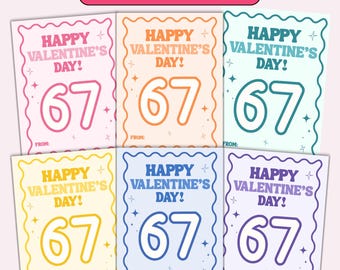 67 Slang Valentine Cards for Kids, 6 7 Printable Classroom Valentines, Six Seven Trend Valentine, Tween Gen Alpha Funny Kids Valentine Cards
