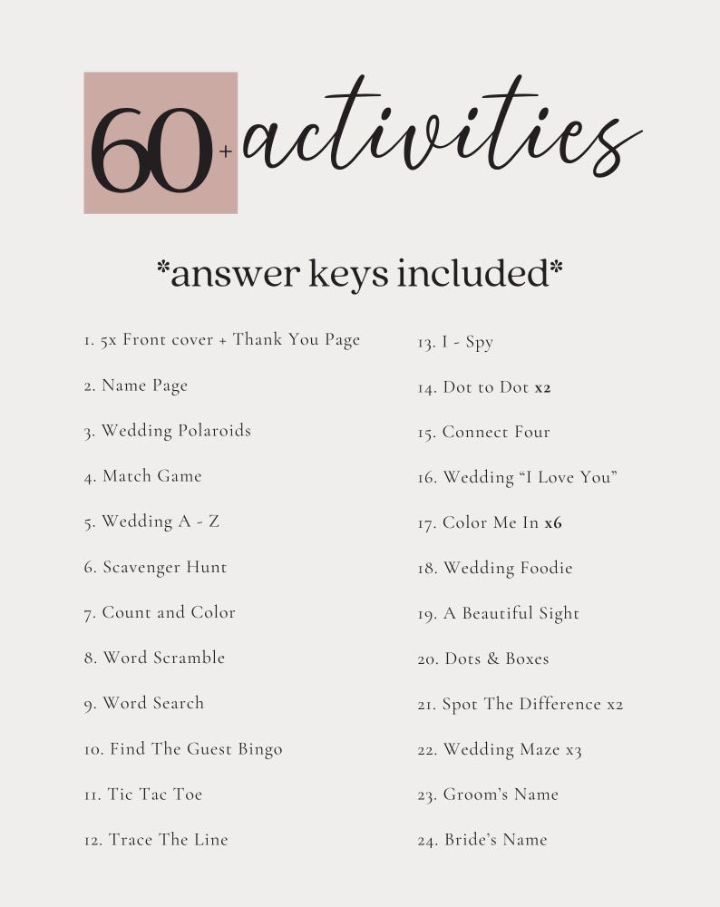 Kids Wedding Activity Pack Wedding Coloring Book Wedding Activity Book Children's Wedding Activity Book Kids Reception Table Activities image 4