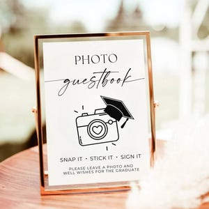 Letrero para libro de visitas con foto de graduación, letrero Polaroid para libro de visitas, letrero para libro de visitas con foto de graduación, libro de visitas para fiesta de graduación 2025