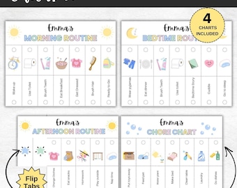Kids Flip Routine Chart Morning Routine Flip Chart Editable Routine Flipchart Morning Evening Bedtime Flip Chart Visual Schedule Bedtime Kid