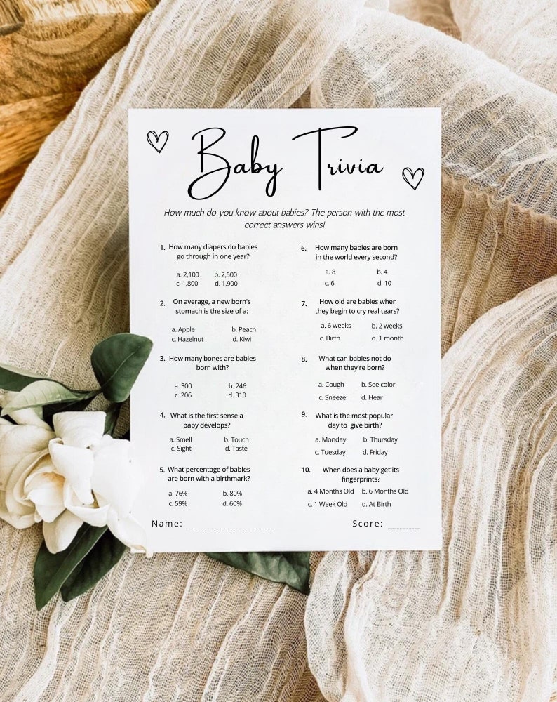 Baby Shower Trivia Games, Baby Trivia Games, Baby Shower Trivia ...
