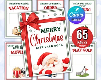 Christmas Gift Card Book, Printable Gift Card Holder Book, Christmas Gift Card Booklet, Personalized Gift Card Holder College Care Package