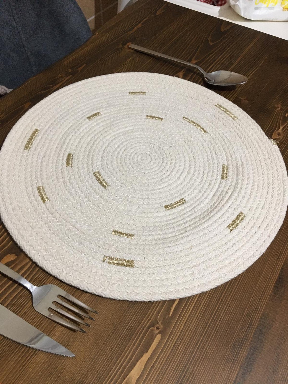 Cotton Rope Placemat, Handmade Cotton Rope Placemat Coaster, Lilac Rope