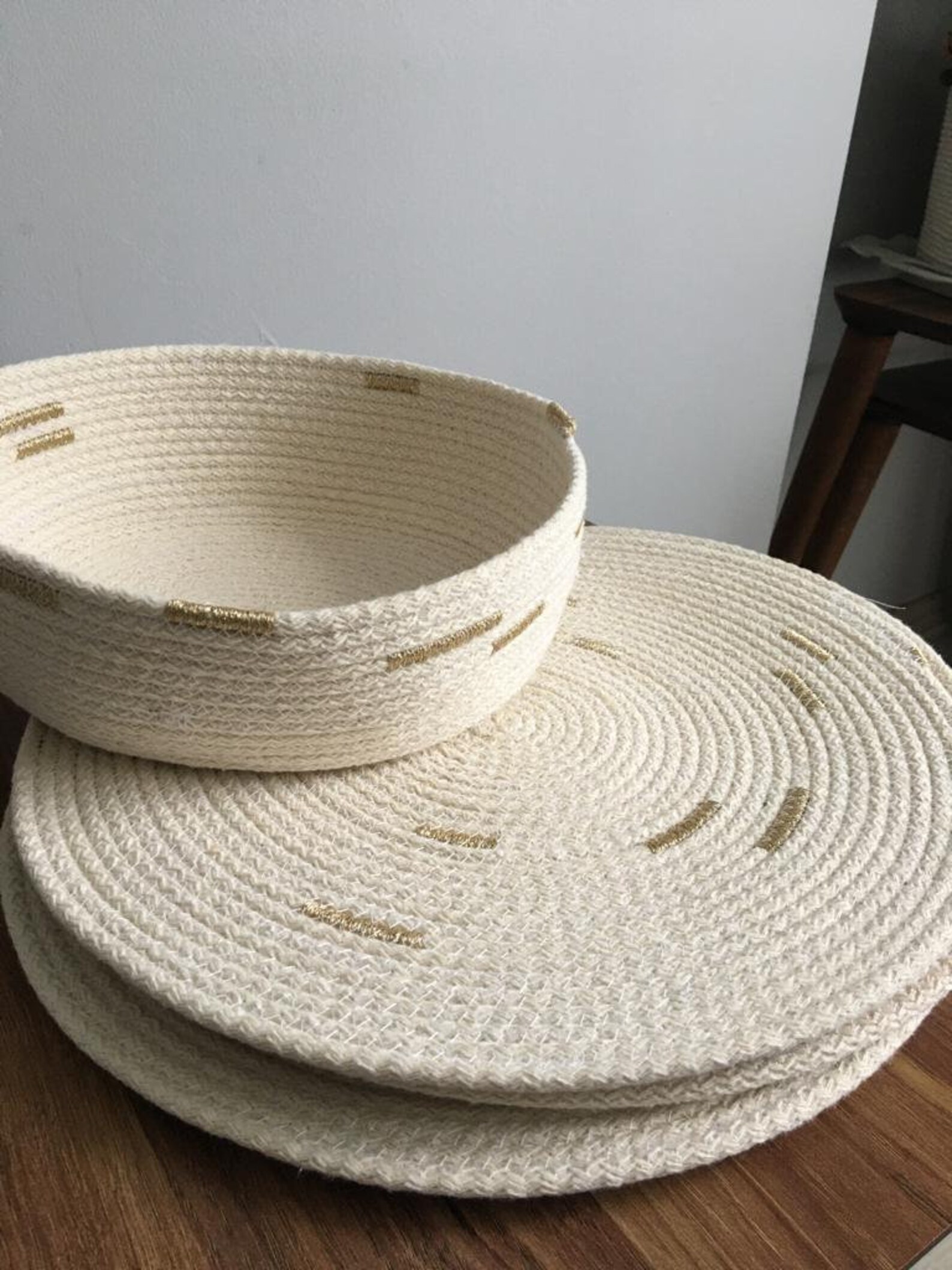 Cotton Rope Placemat, Handmade Cotton Rope Placemat Coaster, Lilac Rope