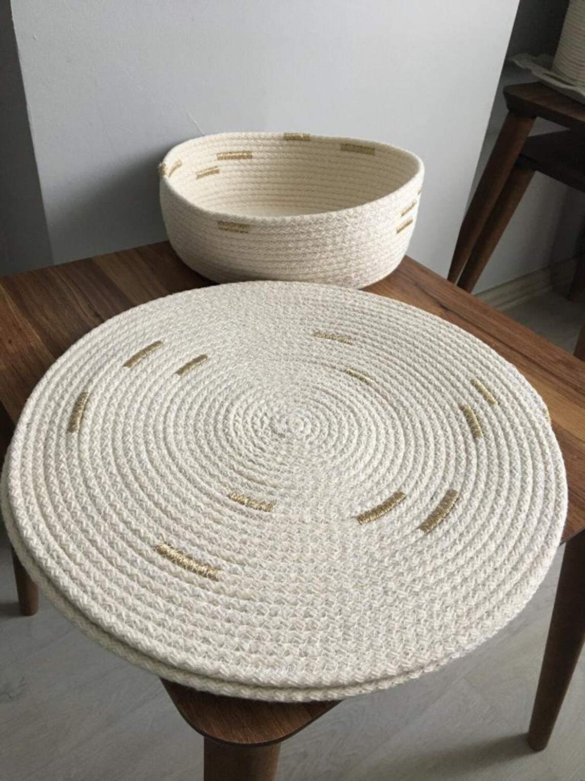 Cotton Rope Placemat, Handmade Cotton Rope Placemat Coaster, Lilac Rope