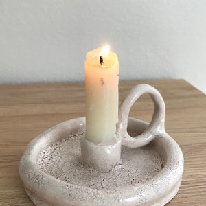 Nordic Style Ceramic Candle Holder Stick, Small Candlestick, Minimal Candle Holder, Minimalist Decor Candle Holder, Pottery Candlestick