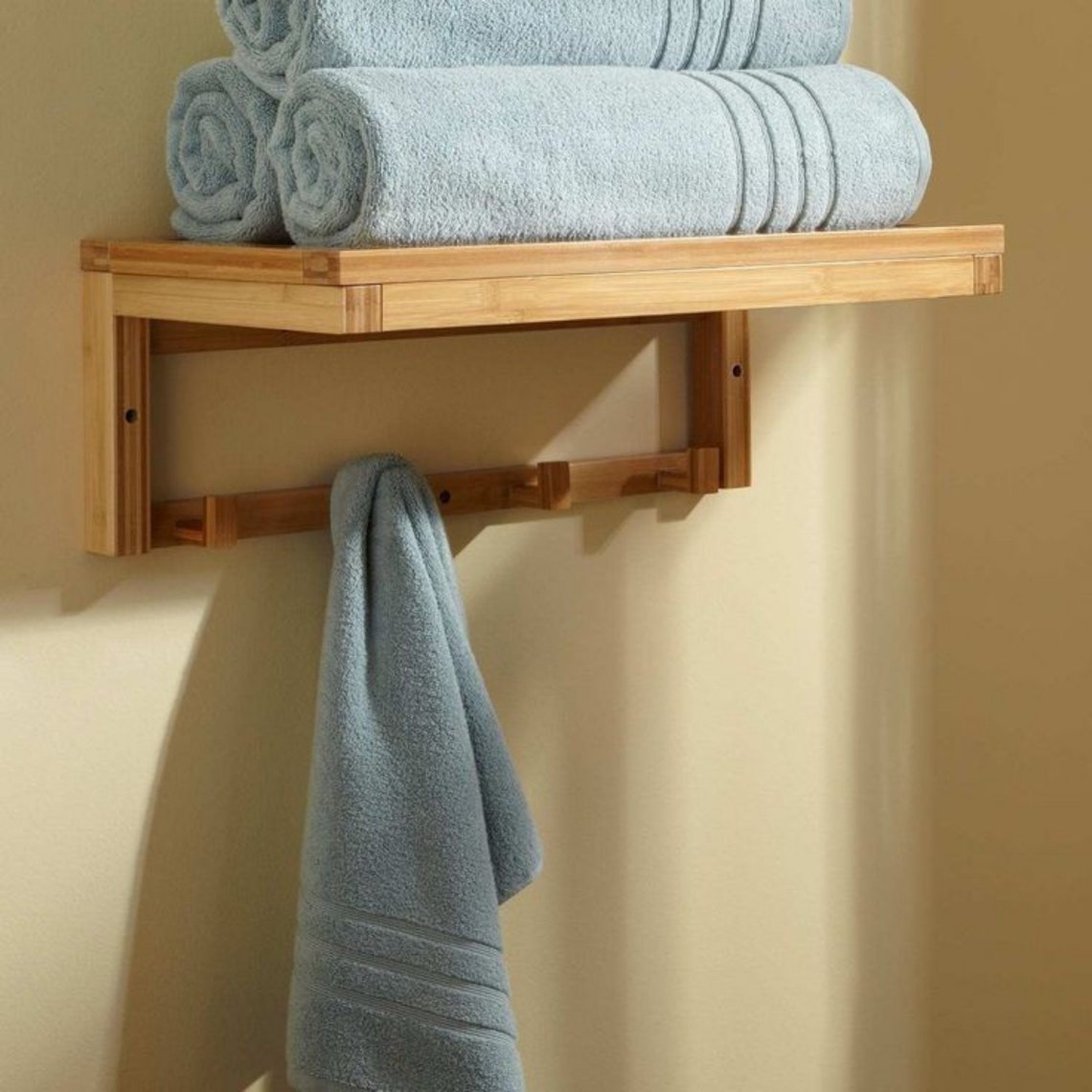 Wooden Towel Rackwooden Bathroom Rackbathroom Etsy