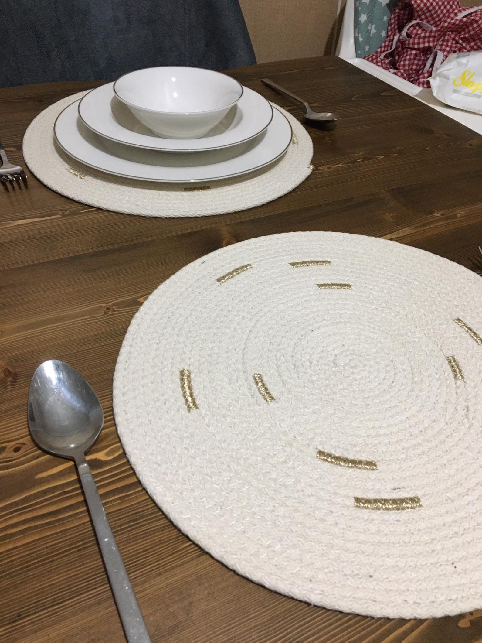 Cotton Rope Placemat, Handmade Cotton Rope Placemat Coaster, Lilac Rope