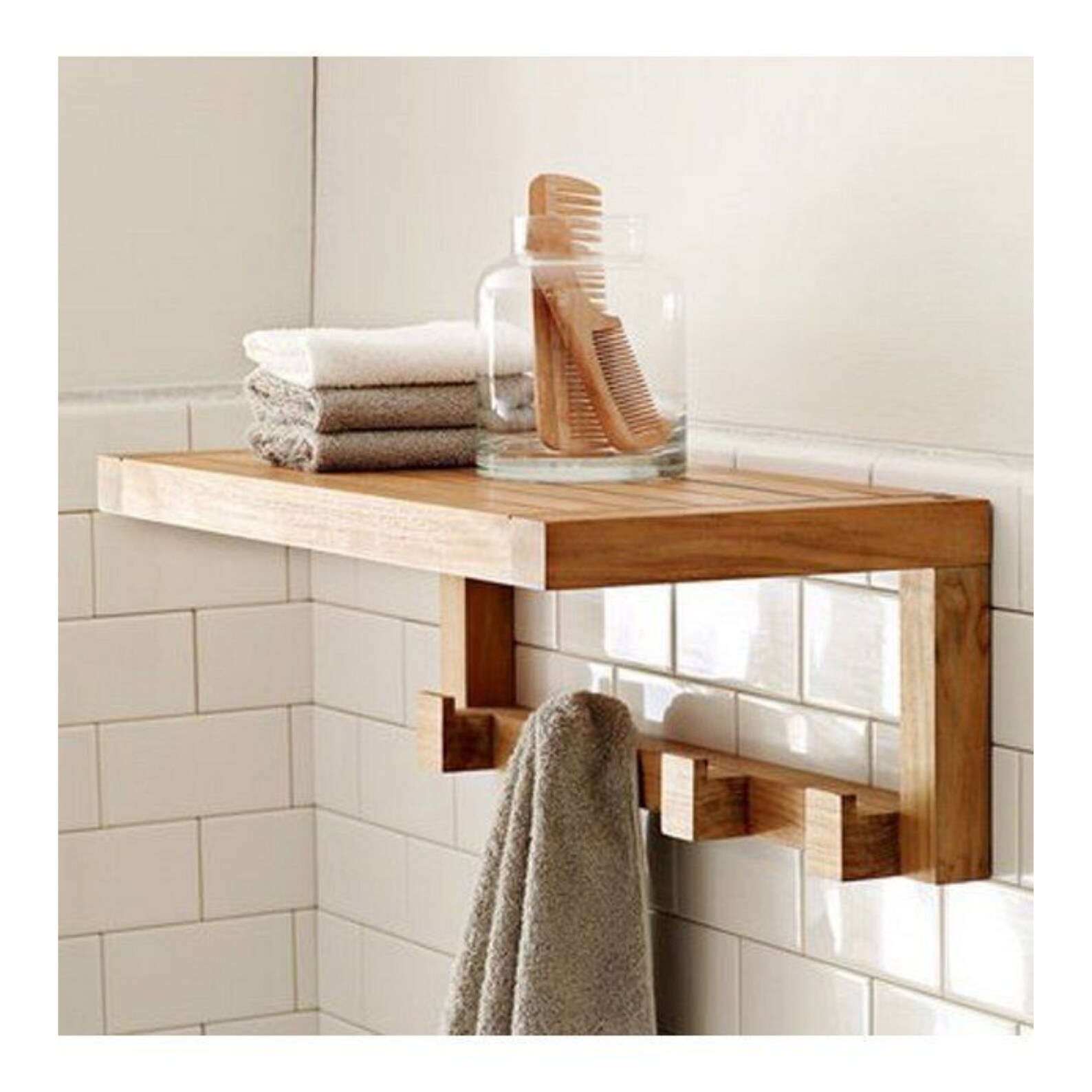 Wooden Towel Rackwooden Bathroom Rackbathroom Etsy
