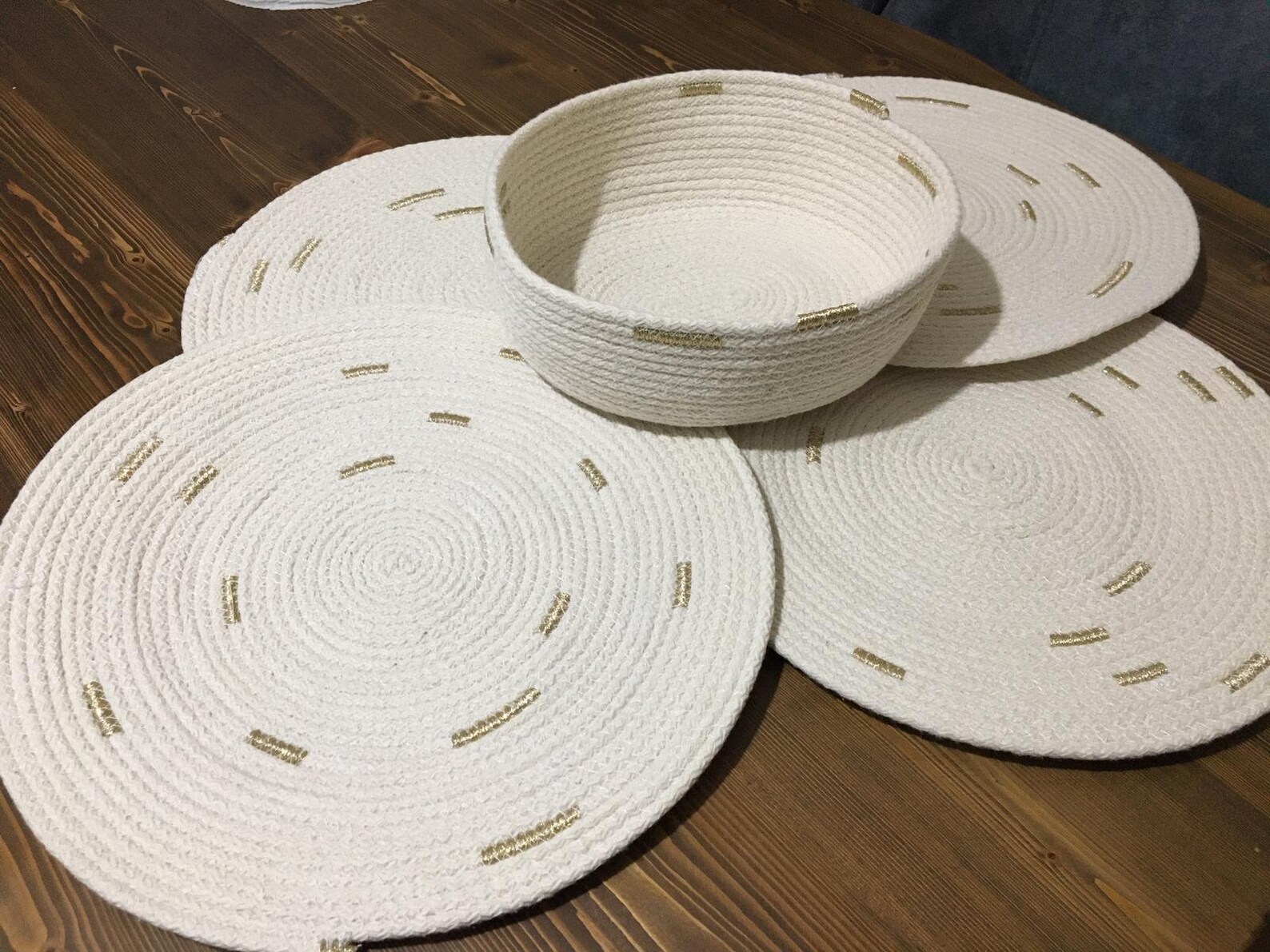 Cotton Rope Placemat, Handmade Cotton Rope Placemat Coaster, Lilac Rope