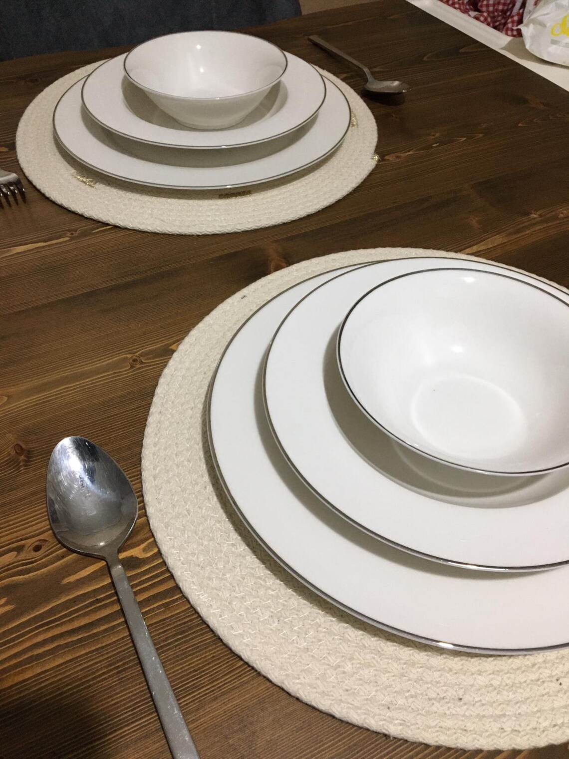 Cotton Rope Placemat, Handmade Cotton Rope Placemat Coaster, Lilac Rope