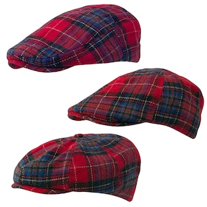 Coppola scozzese da uomo in tartan: cappello da tassista in misto lana
