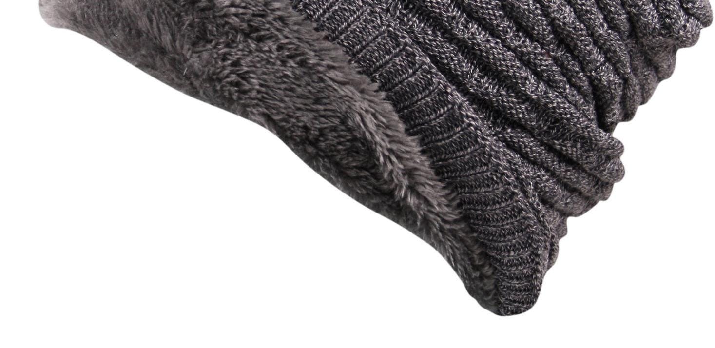Chunky Waffle Knit Beanie with Velboa Fleece Lining Unisex Waffle Knit Slouch Beanie: Faux Soft Fur Fleece Lined  main image 2