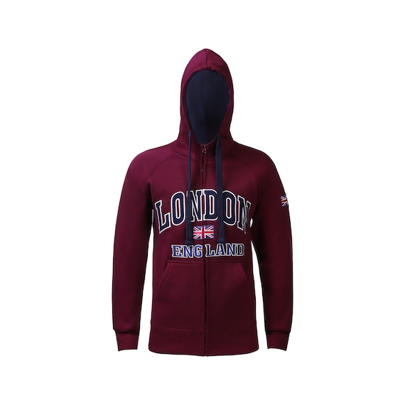 IN 5 Colors London England Hoodie Full Zip up Top Union Jack