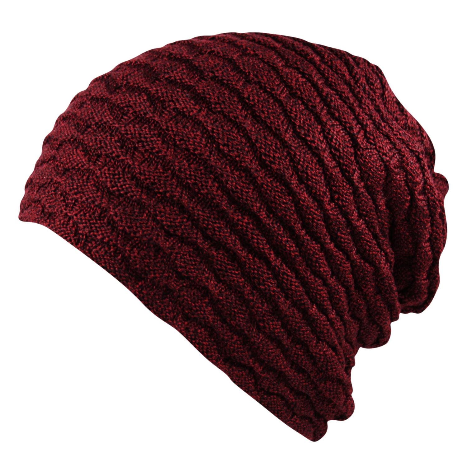 Unisex Waffle Knit Slouch Beanie: Faux Soft Fur Fleece Lined 