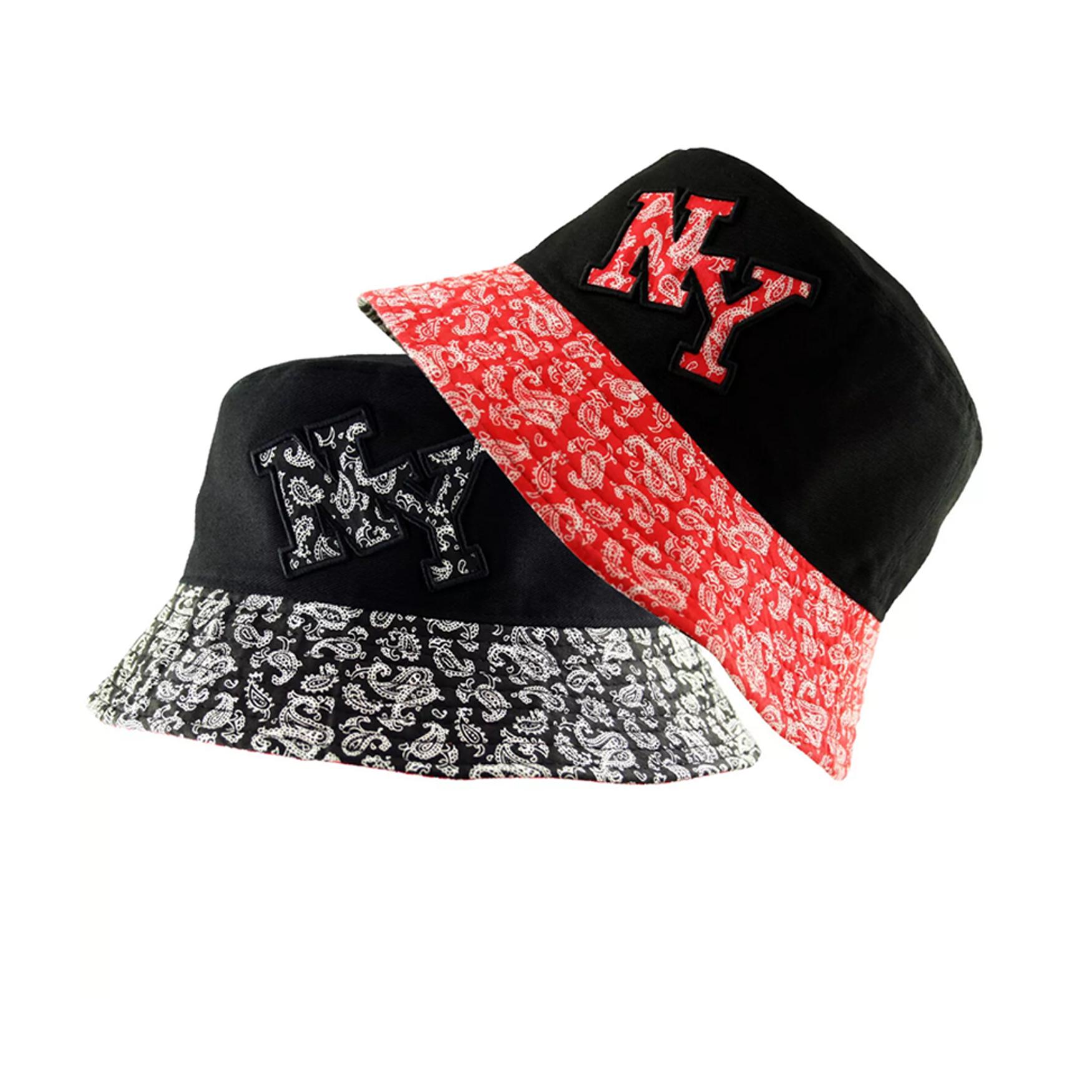 Unisex Reversible Paisley NY Bucket Bush Fisherman 100% Cotton Classic Sun Hat Cap Hat Printed Festival Novelty Beach Travel One Size