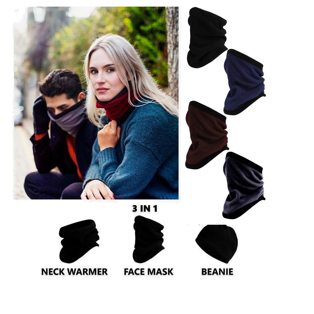 3-in-1 Outdoor Multifunctional Scarf Unisex Men Women Thermal Warm Fleece Snood Scarf Neck Warmer Beanie Ski Hat