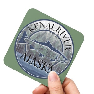 Kenai River Alaska Cork-back coaster - Fish Alaska, Salmon fishing, Trout fishing, Soldotna, Cooper Landing, Russian River