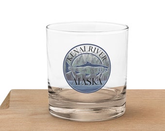 Río Kenai, Alaska. Vidrio de roca: Pesca en Alaska, pesca de salmón, pesca de trucha, Soldotna, Cooper Landing, río Russian. Regalo para pescadores.